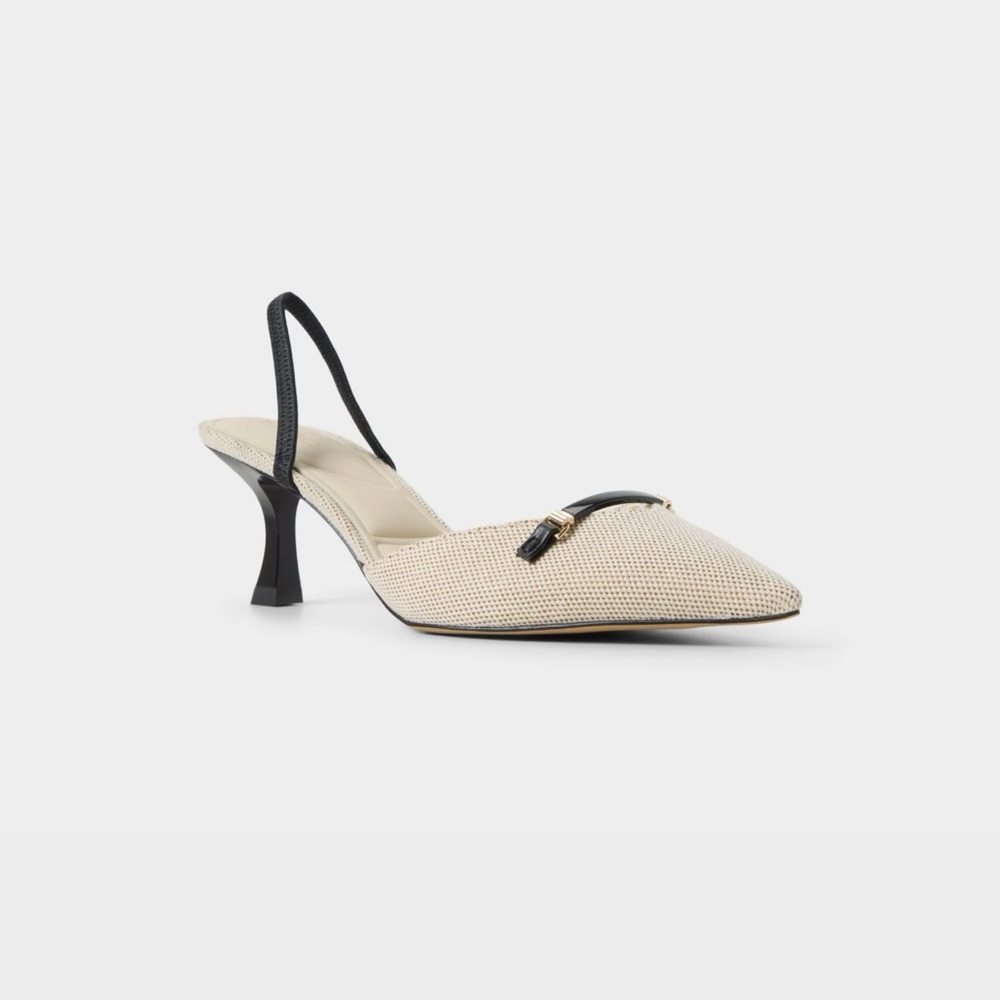 Aldo Cream and Black Slingback Heels